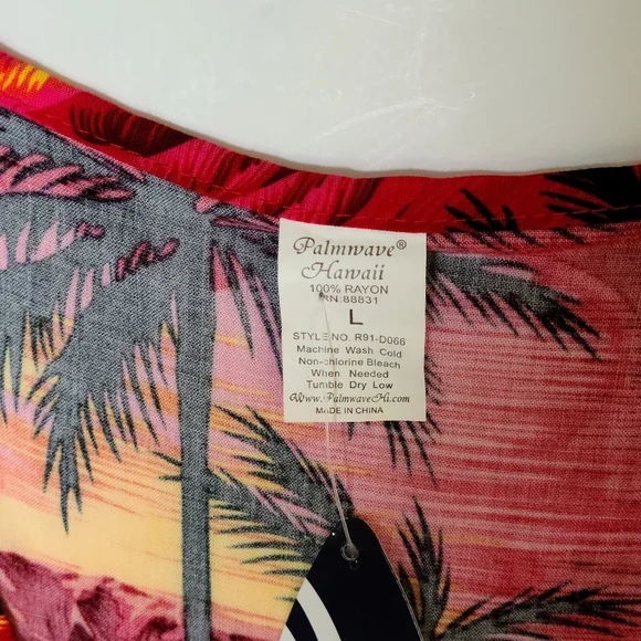 NEW Palmwave Hawaiian Tropical Sleeveless Dress Large Red Black Beach Vacation - Picture 6 of 7